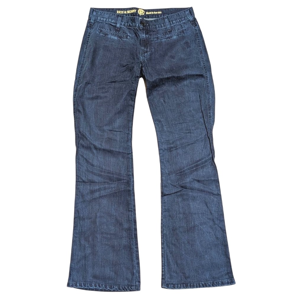 Rich & Skinny Jeans Womens 26 Wide Leg Flare Trouser Designer Denim Made In USA